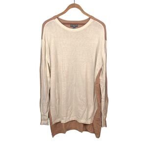 Duffield Lane XL color block longline side slit crewneck sweater
